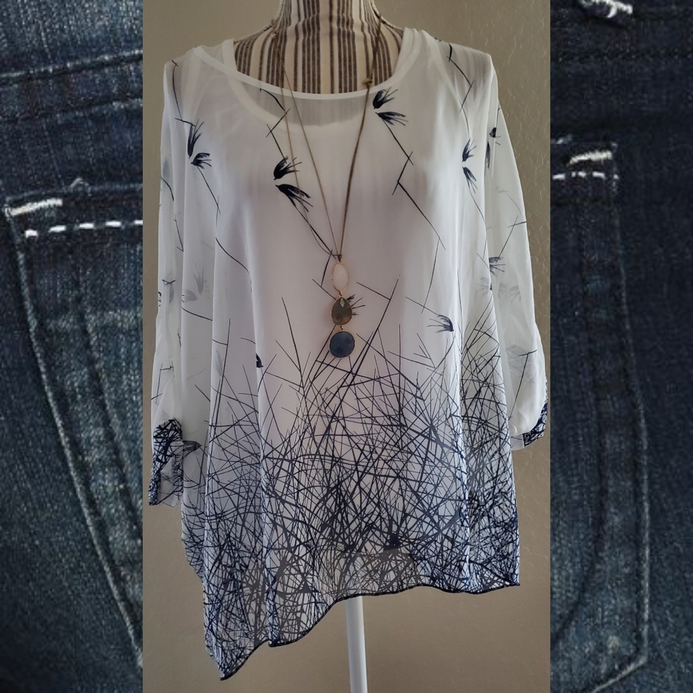 Bat wing sheer top